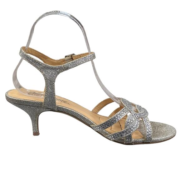 Badgley Mischka Women's Silver Metallic Strappy Heels Size US 7 - Picture 4 of 12